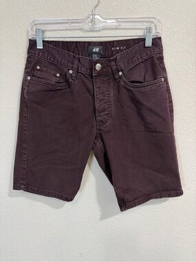 H&M Men's Slim Fit Dark Burgundy Jean Shorts